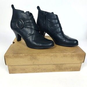 BORN Black Leather Bootie "Alison" M/W Side Zippered Boot Sz 7.5